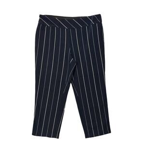 Investments Women's Navy W/White Stripes Soft Stretchy Capri Career Pants SZ 12S